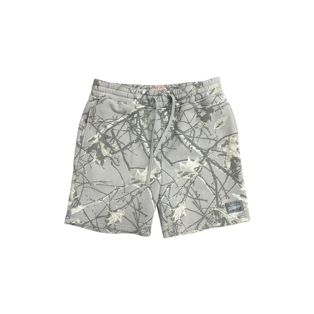 Brooklyn Cloth Workwear Utility Shorts Mens Medium Grey Camo Fleece Drawstring
